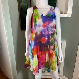 Askari MacKenzie Lava Geometric Abstract Mini Shift Open Artsy Dress XSmall XS